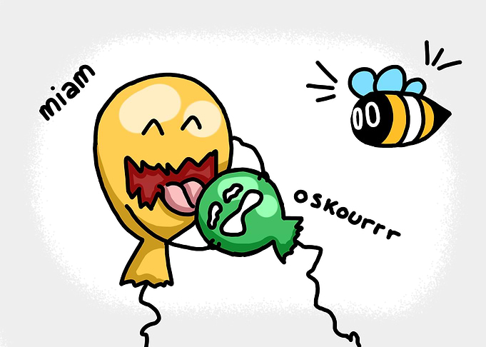 Funny Cartoon Balloon Eating Another Balloon