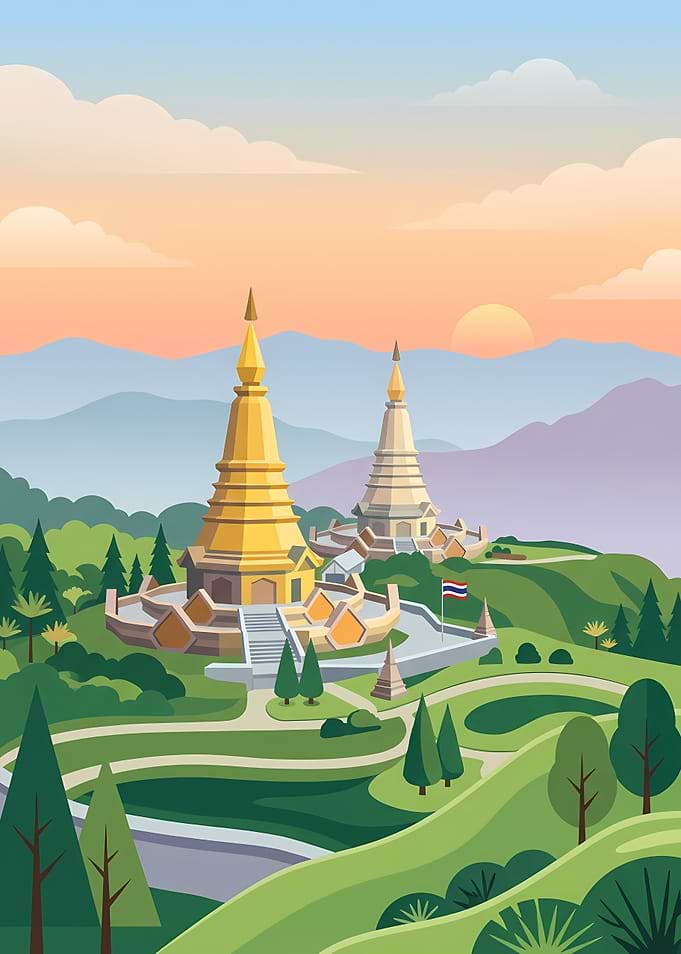 Thai Pagodas at Doi Inthanon