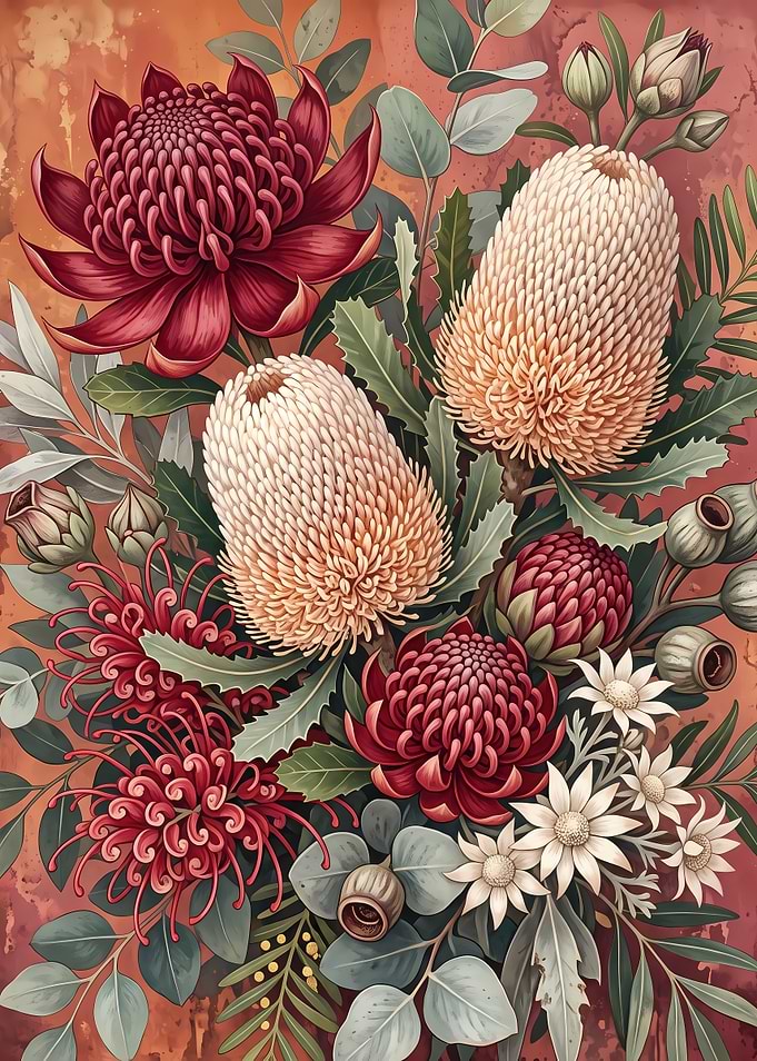 Australian Native Floral Bouquet Illustration