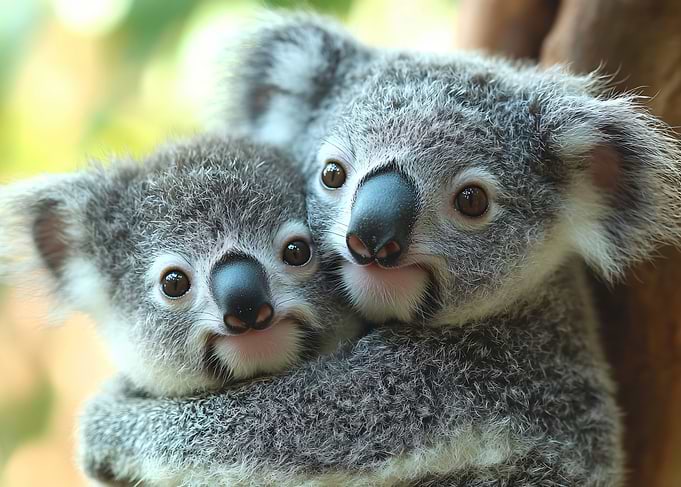 Two Cute Koalas Hugging