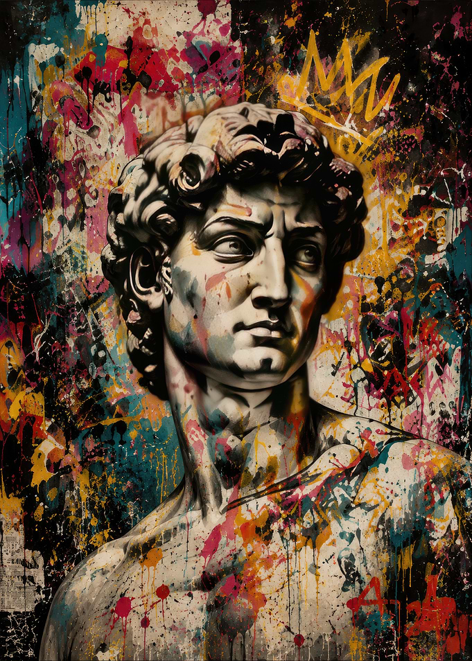 Graffiti Style David Statue Portrait