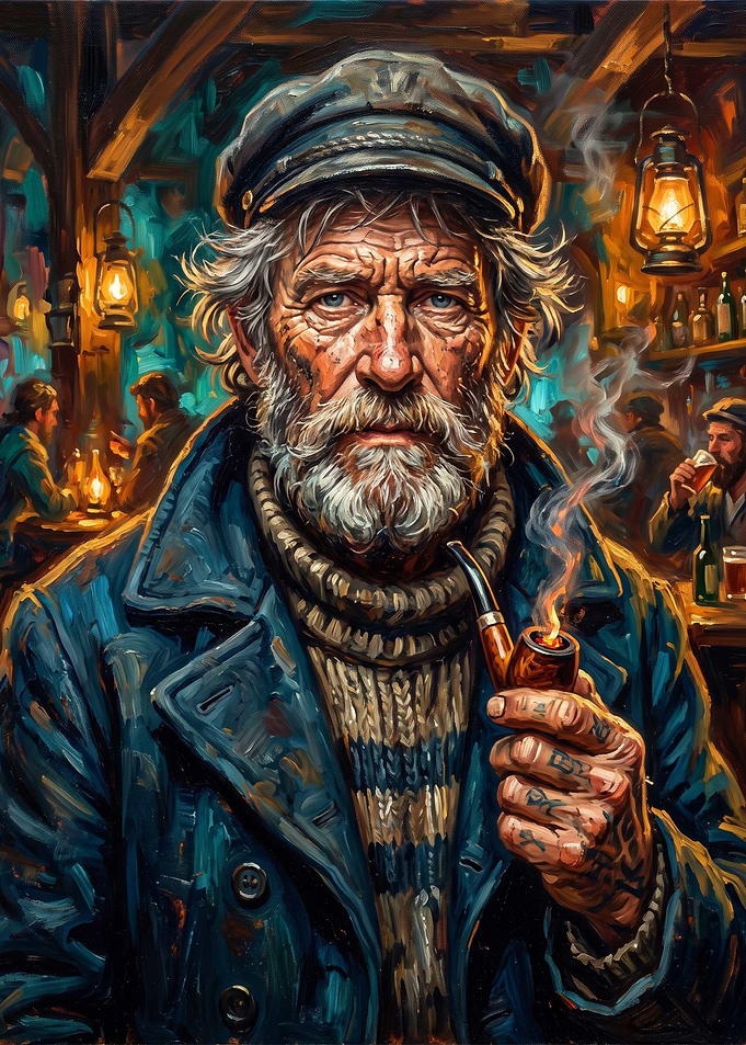 Old Sailor Smoking a Pipe