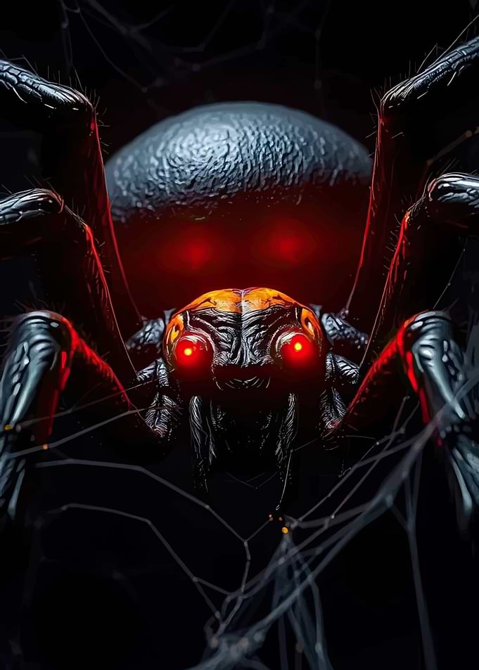 Glowing Red-Eyed Dark Spider