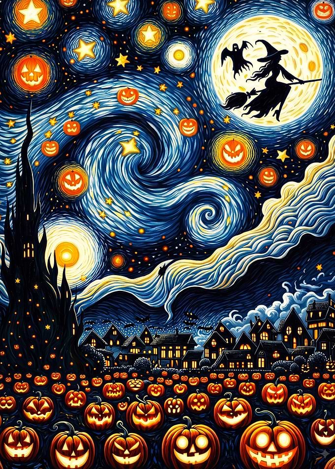 Starry Night Halloween Pumpkin Patch