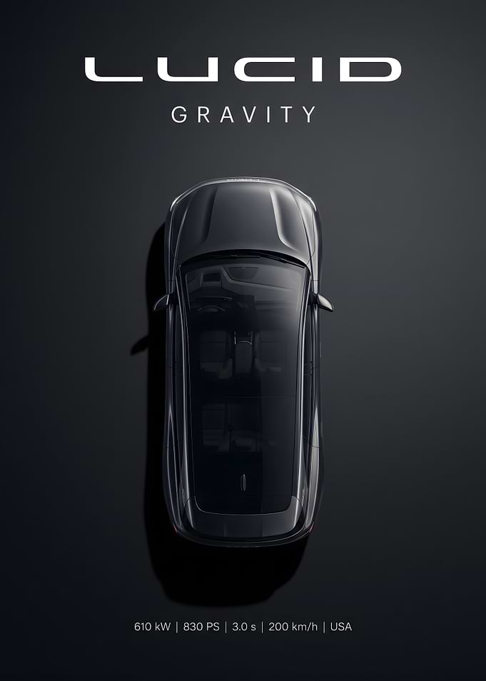 Lucid Gravity Electric SUV Top View