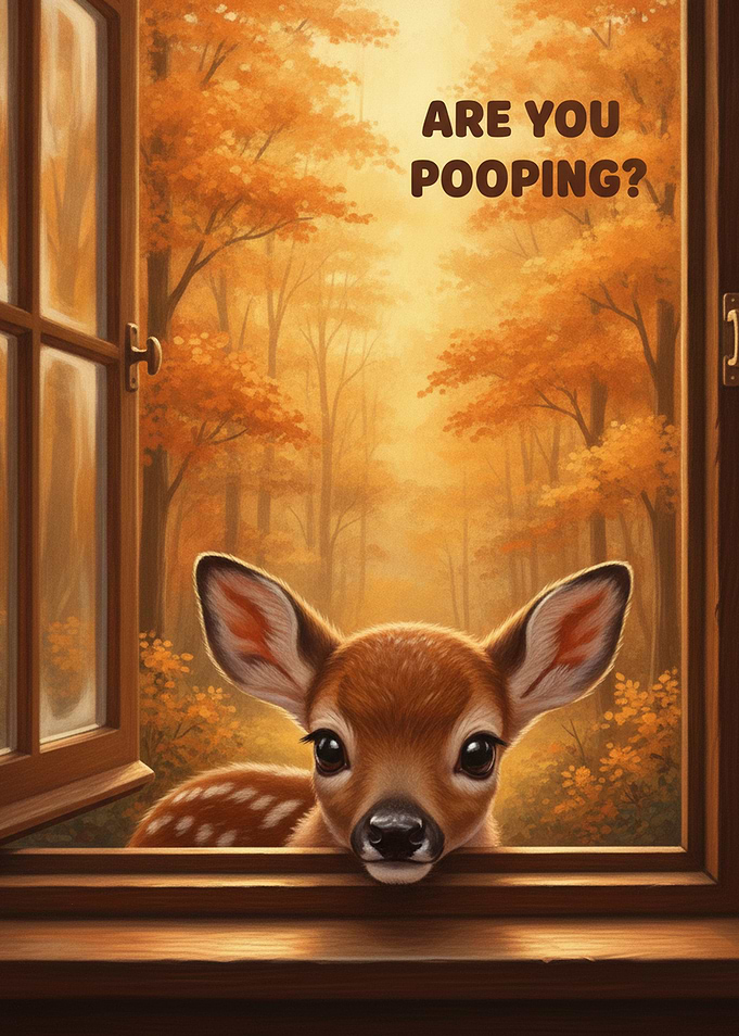 Cute Fawn Peeking Through Window