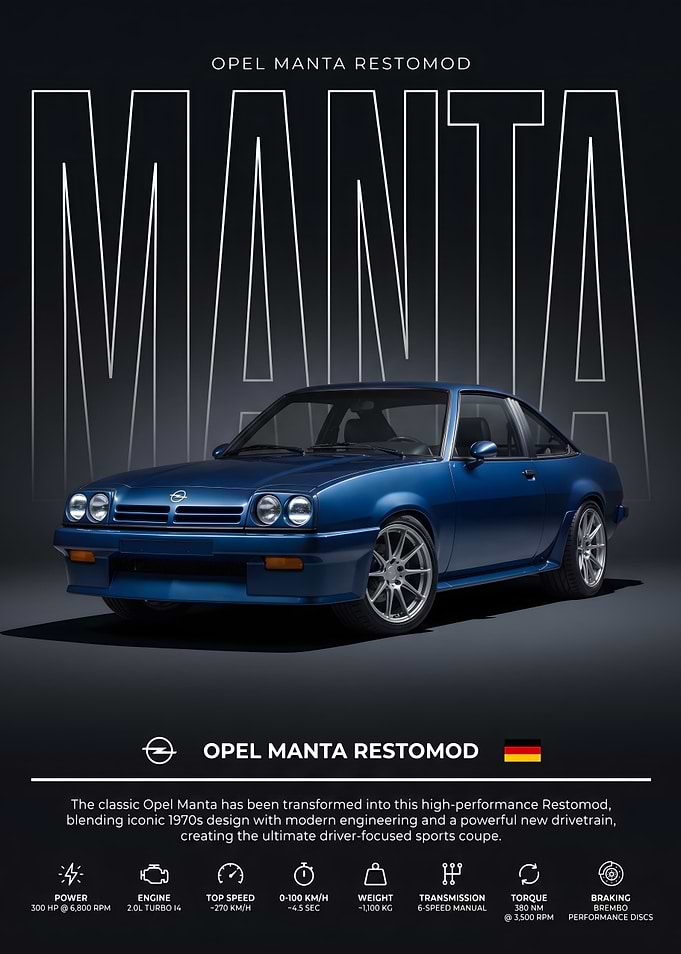 Opel Manta Restomod Sports Coupe Poster