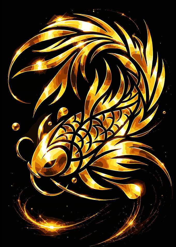 Golden Koi Fish Digital Art