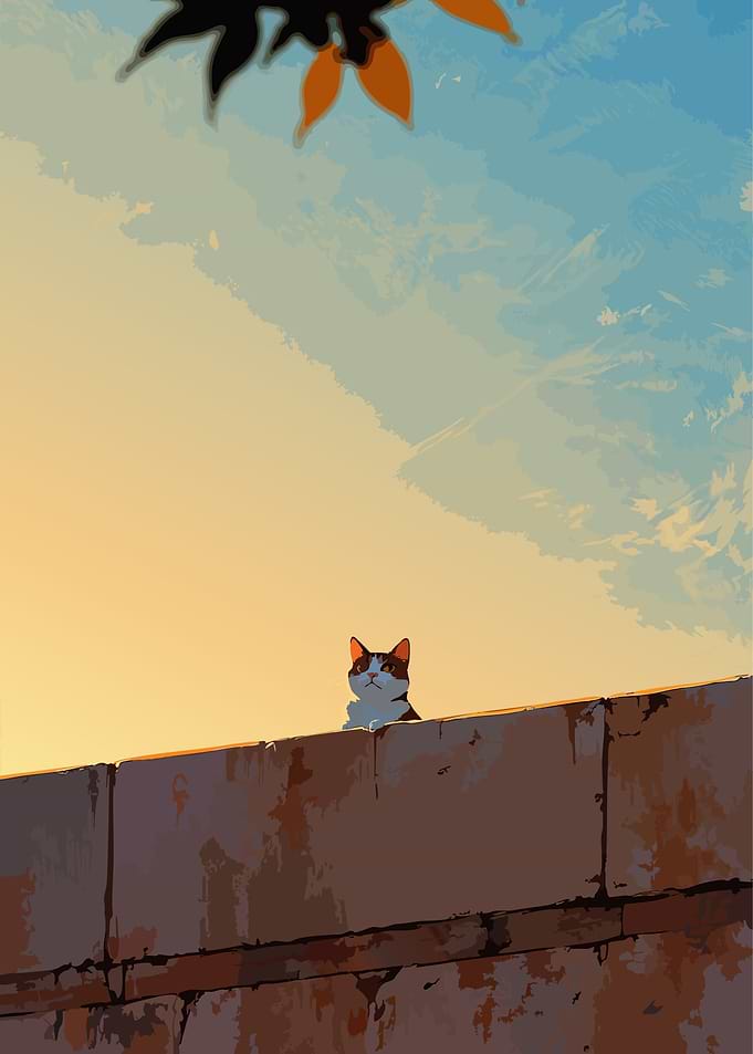 Calico Cat on a Wall