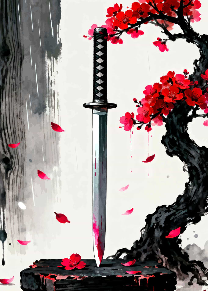 Katana Sword with Cherry Blossoms