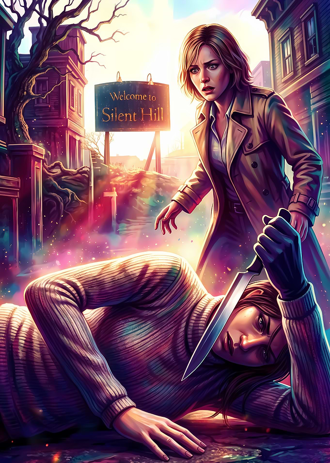 Silent Hill Horror Scene Illustration