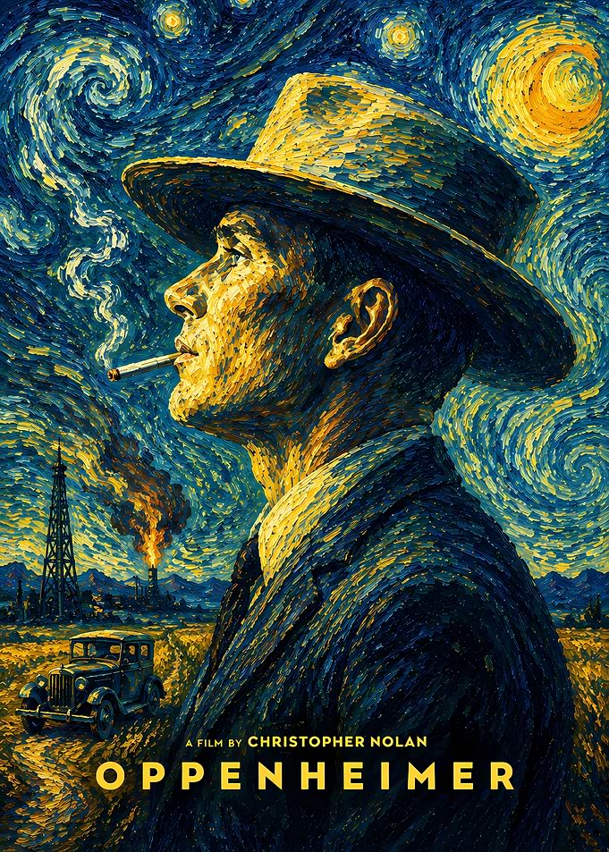 Oppenheimer Starry Night Style Poster