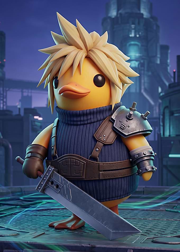 Cloud Strife Duck Cosplay Figure