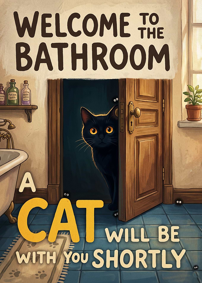 Funny Bathroom Cat Sign