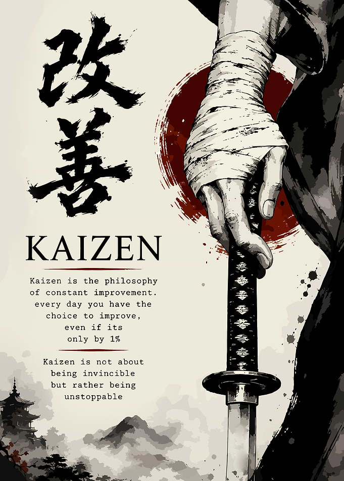 Kaizen Samurai Sword Inspirational Poster