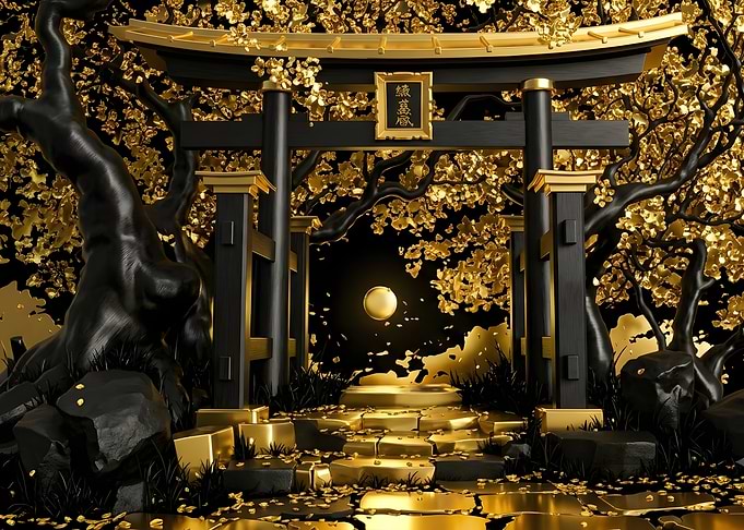 Golden Torii Gate and Sacred Path