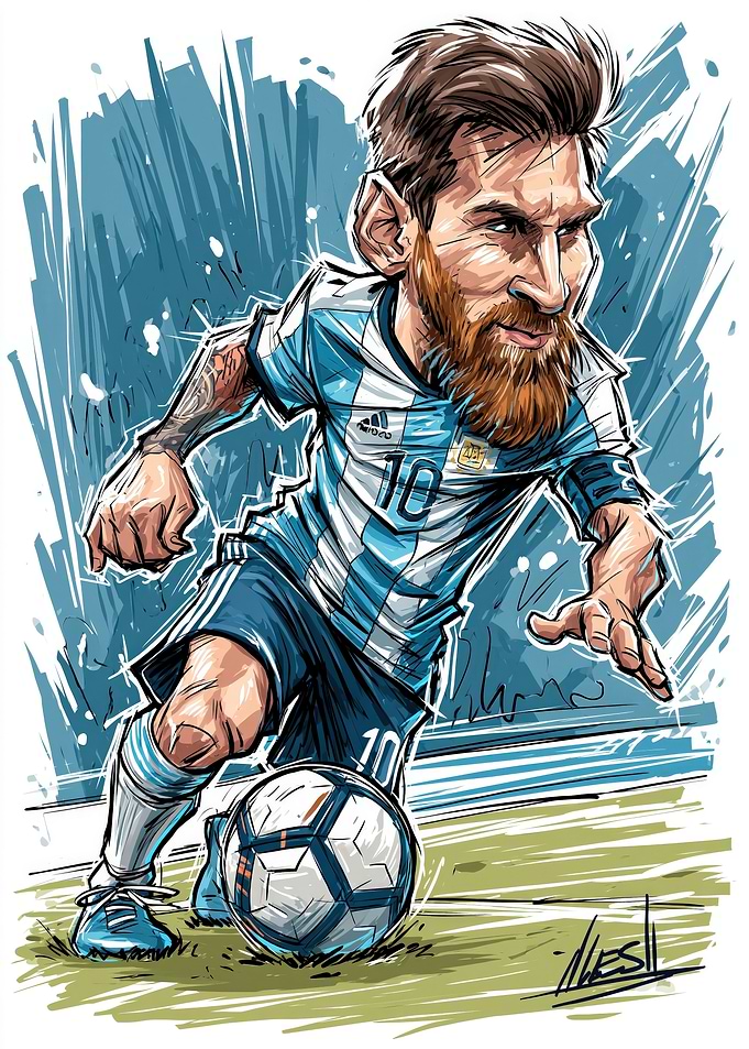 Lionel Messi Caricature Soccer