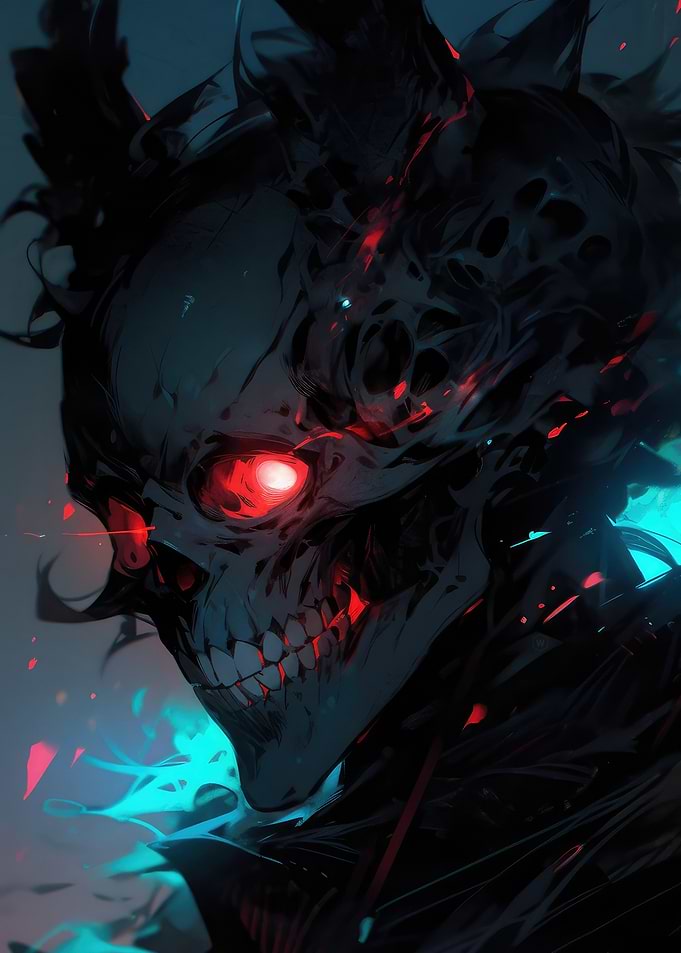 Dark Fantasy Skull with Glowing Eyes