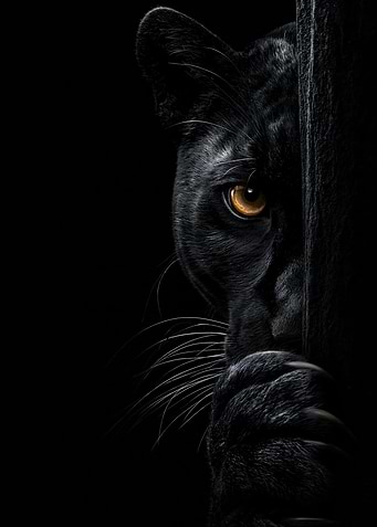 Black Panther Peeking from Shadow