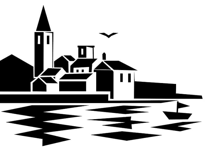 Minimalist Black and White Coastal Village