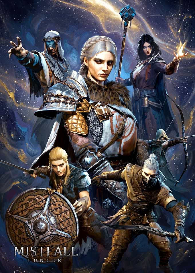 Mistfall Hunter Fantasy Game Poster