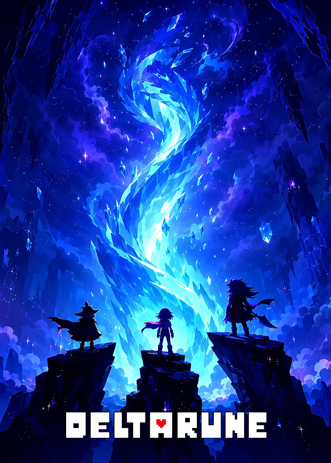 Deltarune Heroes Before Blue Crystal Fountain