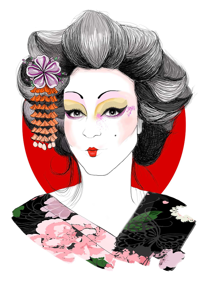 Stylized Geisha Portrait Illustration