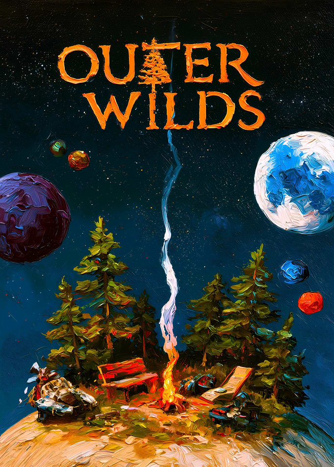 Outer Wilds Campfire Oil Painting