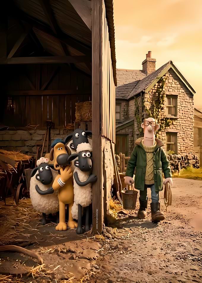 Shaun the Sheep and Farmer Scene