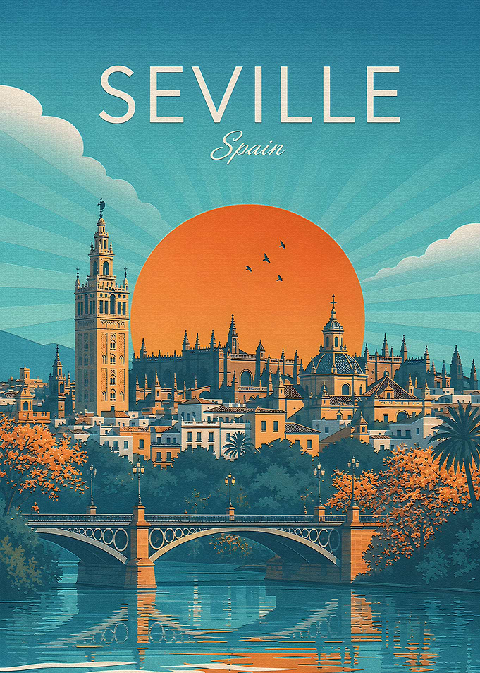 Vintage Travel Poster of Seville Spain