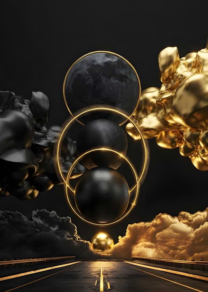 Abstract Celestial Spheres and Golden Clouds
