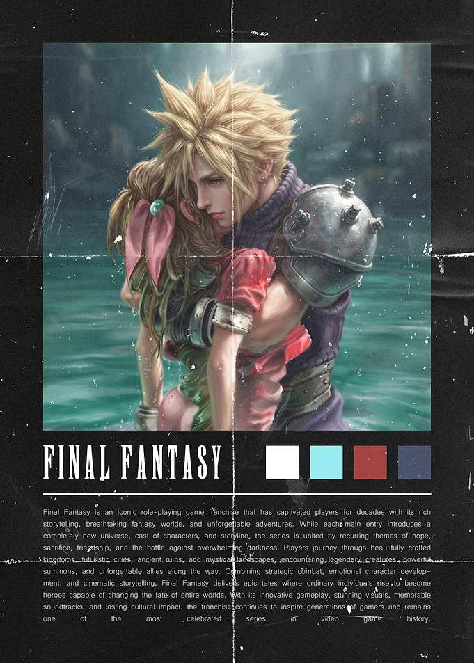 Final Fantasy Cloud and Aerith Poster