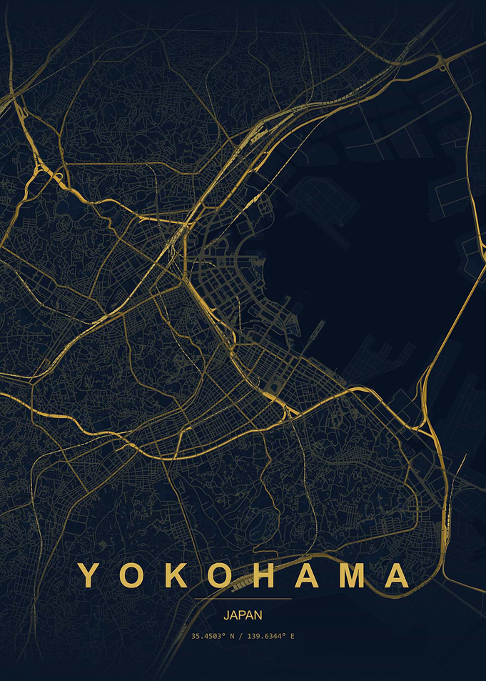 Yokohama Japan Minimalist Map Poster