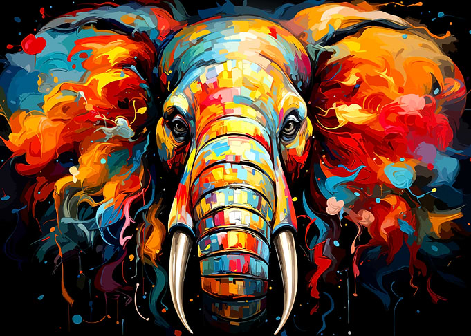 Colorful Abstract Elephant Portrait