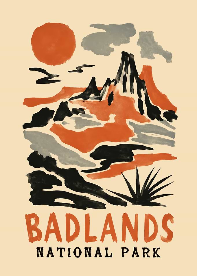 Badlands National Park Minimalist Poster