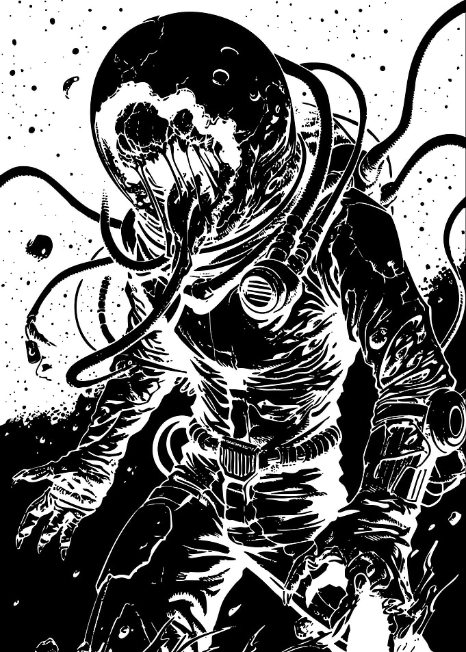 Infected Astronaut Horror Illustration