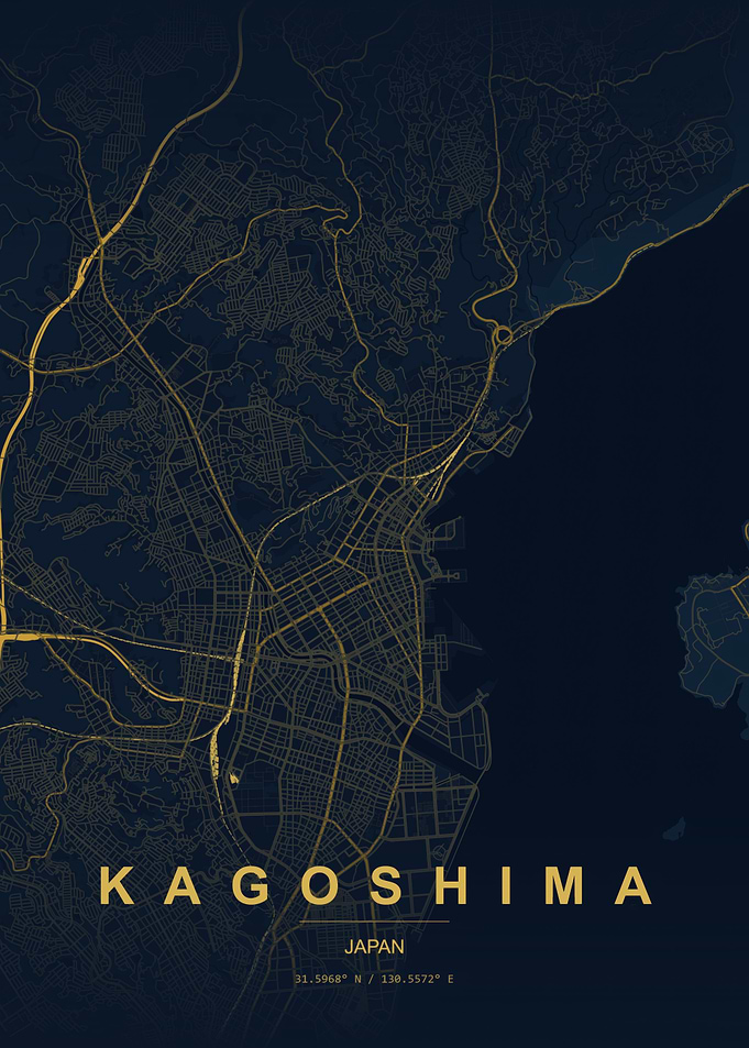 Kagoshima Japan City Map Poster