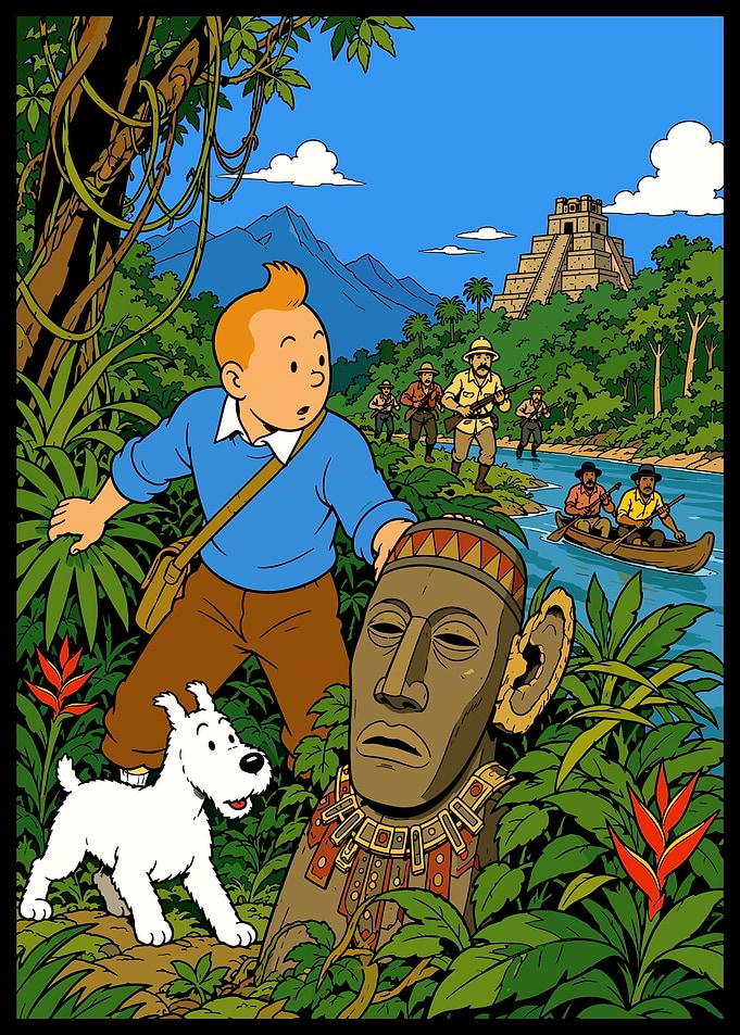 Tintin and Snowy in the Jungle