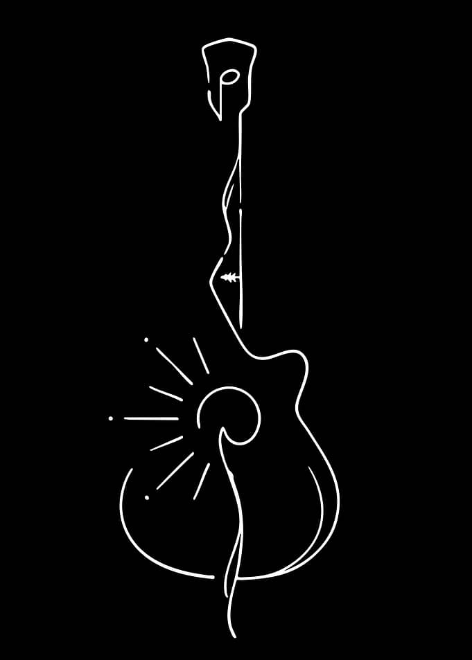 Minimalist Line Art Acoustic Guitar