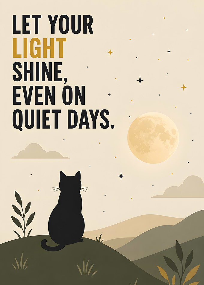 Cat Under Moonlight Inspirational Poster