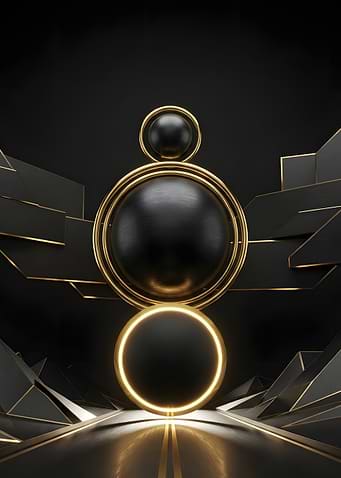 Abstract Black and Gold Geometric Composition
