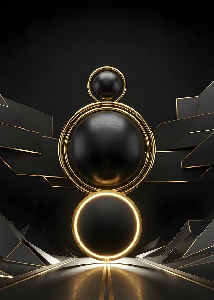 Abstract Black and Gold Geometric Composition