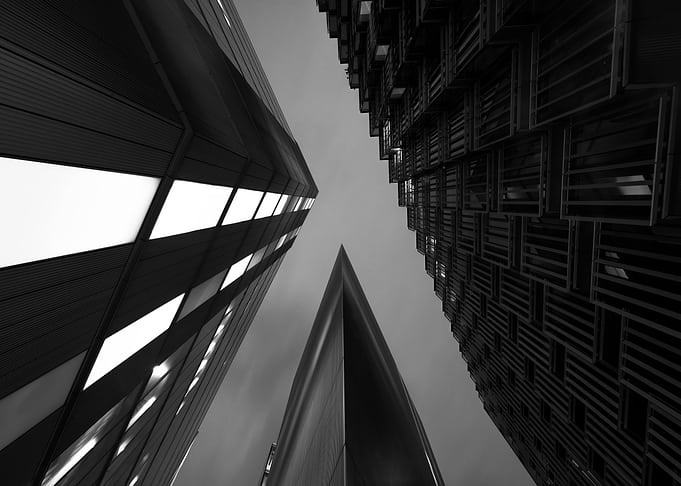 Low Angle View of Modern Skyscrapers