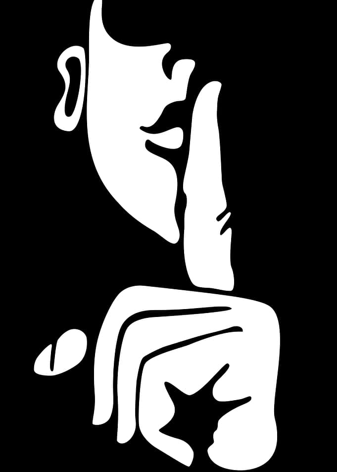 Minimalist Shushing Gesture Silhouette