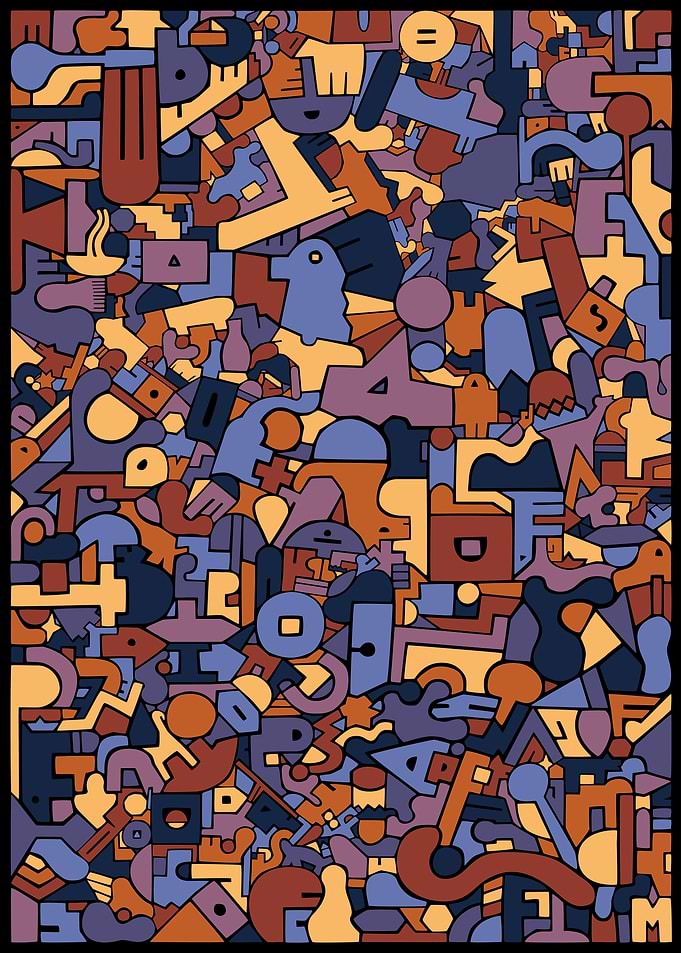 Sunset Abstract Geometric Doodle Pattern