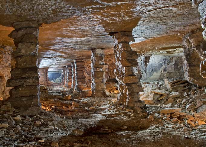 Underground Gypsum Mine Tunnel