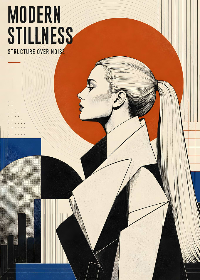 Modern Stillness Geometric Portrait Poster