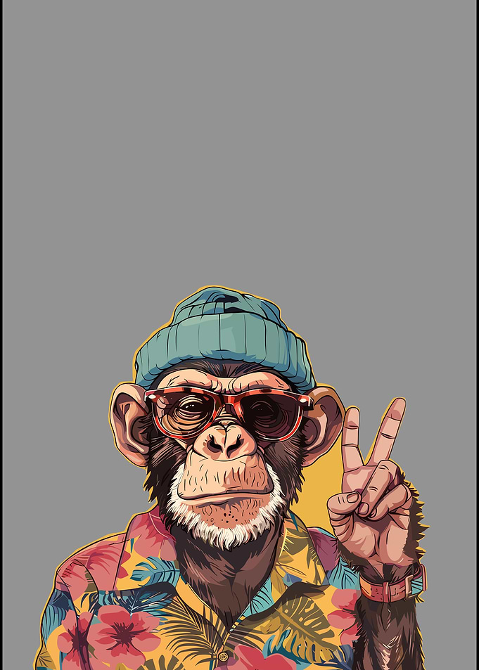 Cool Monkey in Tropical Shirt
