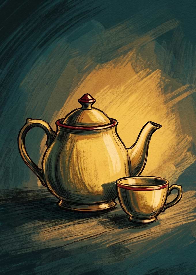 Vintage Teapot and Cup Still Life