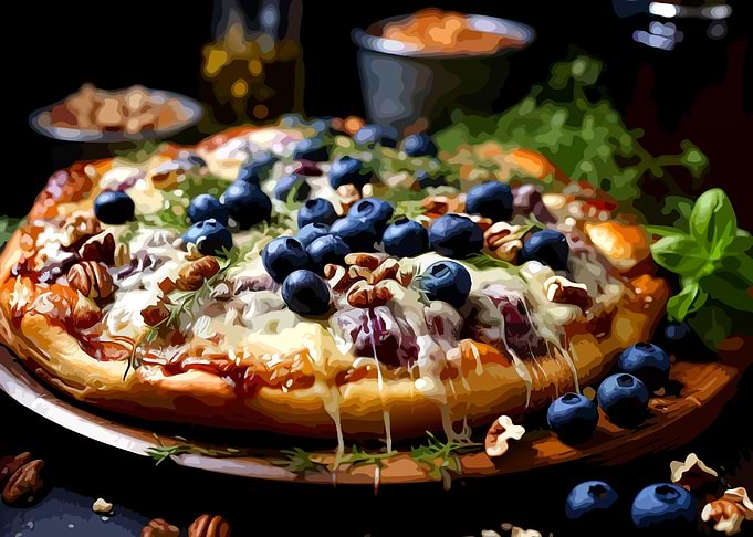 Gourmet Blueberry and Walnut Pizza